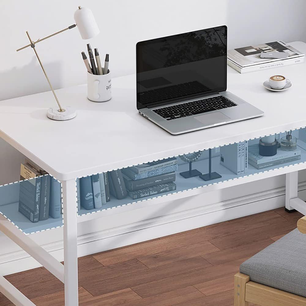 Office Table for Computer, Desk for Room or Study. Table of Board of Agglomerate and Melamine of Wood and Steel for Home. Desk table for PC. 100x45x72cm