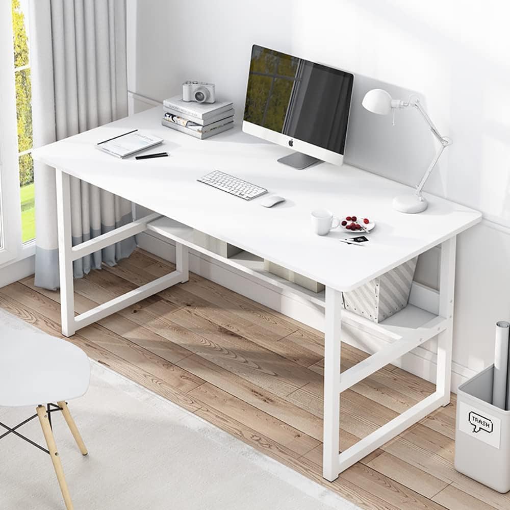 Office Table for Computer, Desk for Room or Study. Table of Board of Agglomerate and Melamine of Wood and Steel for Home. Desk table for PC. 100x45x72cm