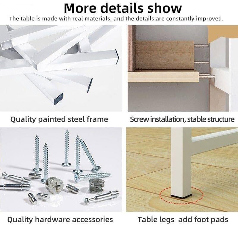 Office Table for Computer, Desk for Room or Study. Table of Board of Agglomerate and Melamine of Wood and Steel for Home. Desk table for PC. 100x45x72cm