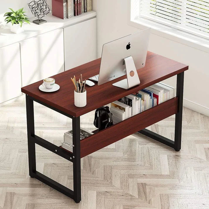 Office Table for Computer, Desk for Room or Study. Table of Board of Agglomerate and Melamine of Wood and Steel for Home. Desk table for PC. 100x45x72cm