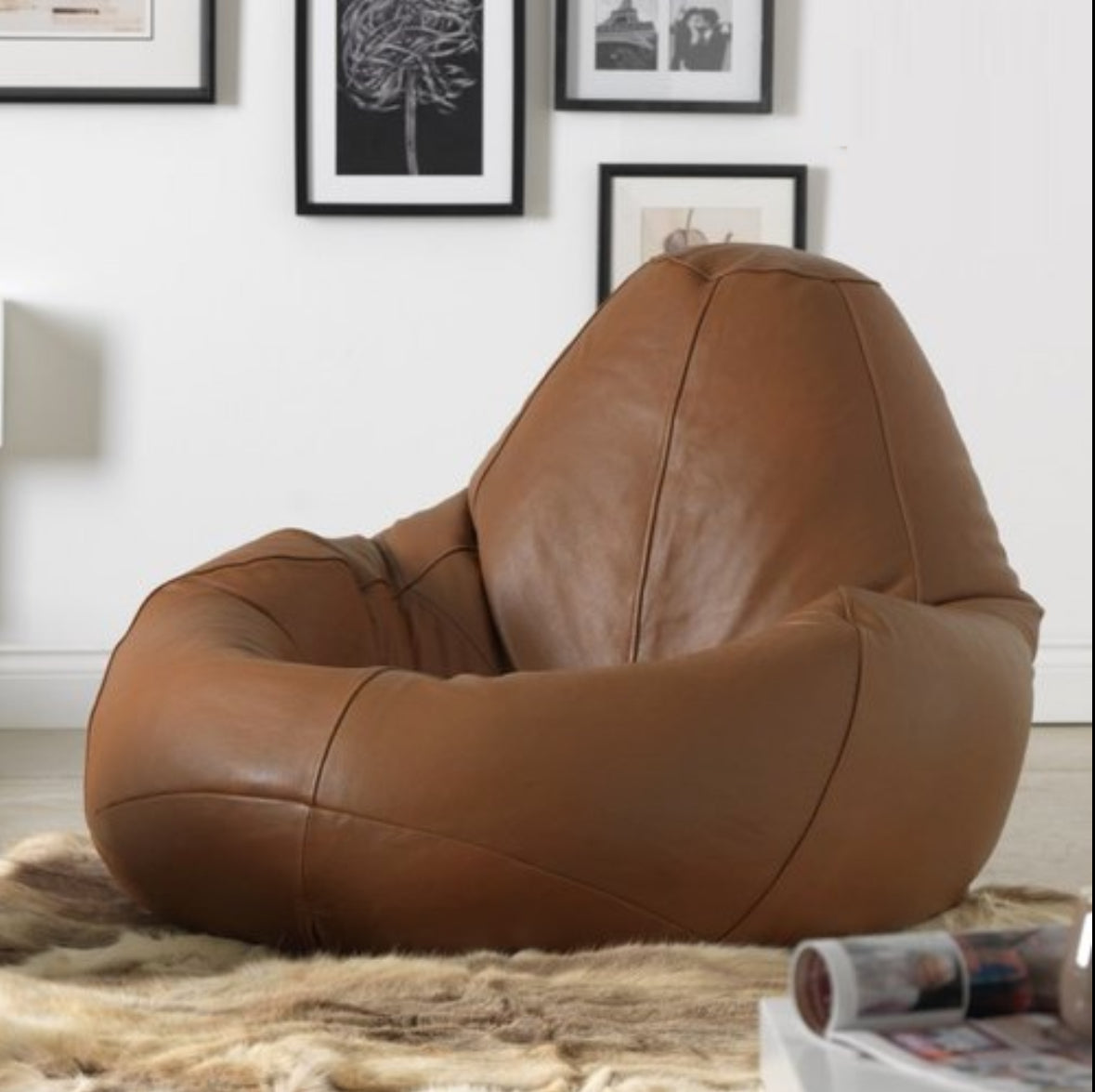 Comfy cone shape bean bag leather without stool