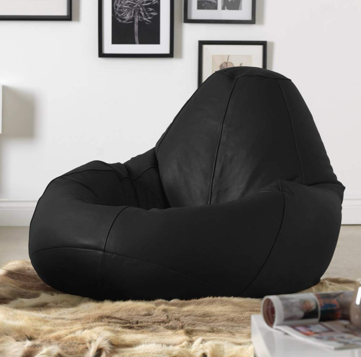 Comfy cone shape bean bag leather without stool